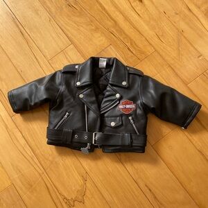 Harley-Davidson Black Baby Faux Leather Jacket with Red Logo